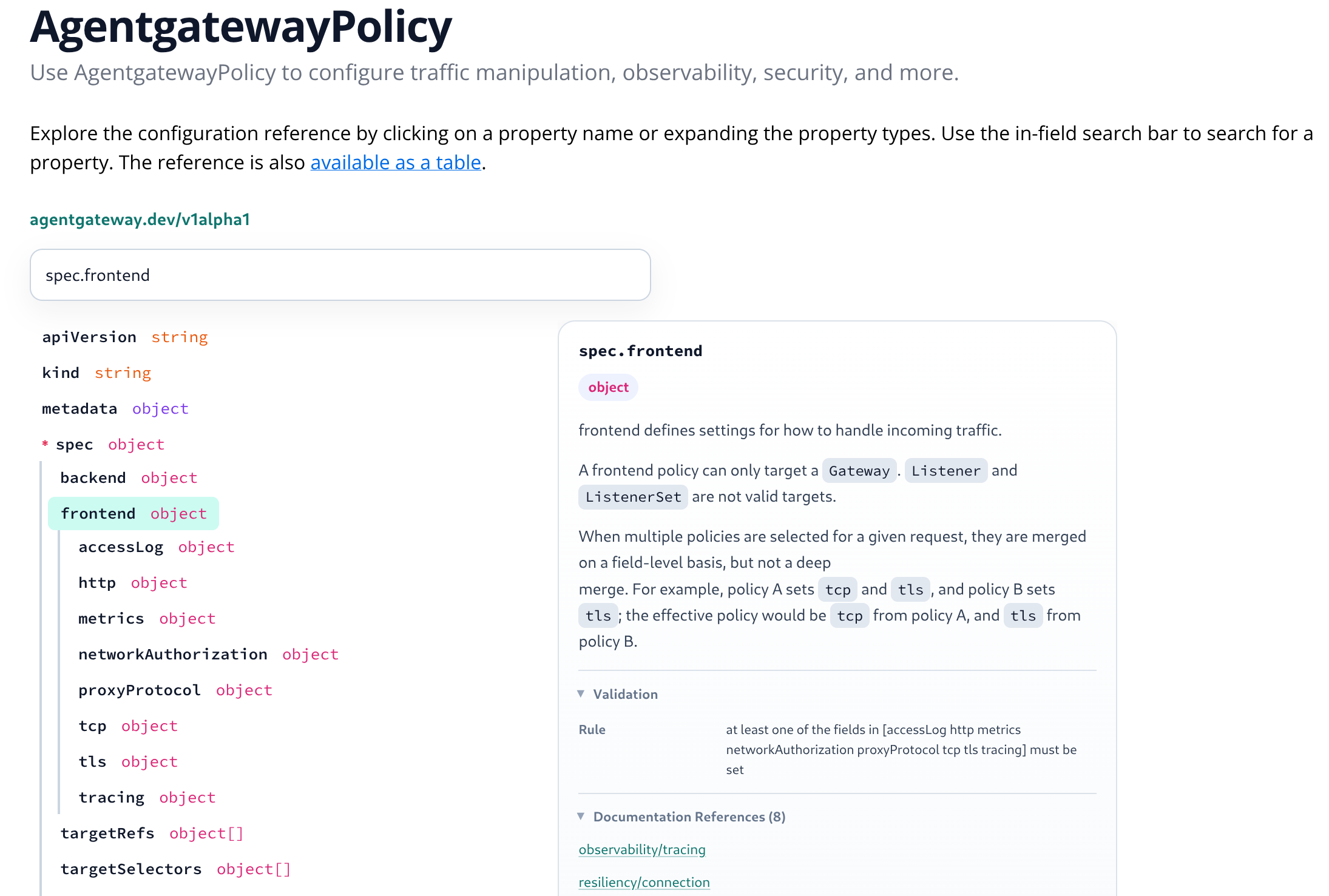 Agentgateway docs screenshot