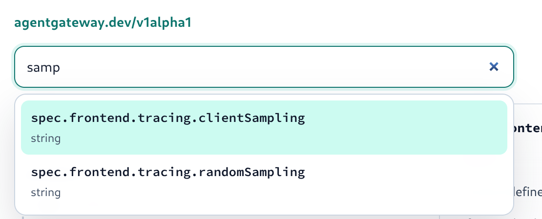 Agentgateway docs screenshot (search)